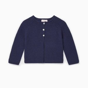 NWT - La Coqueta Navy Merino Wool Baby Cardigan Size 18M